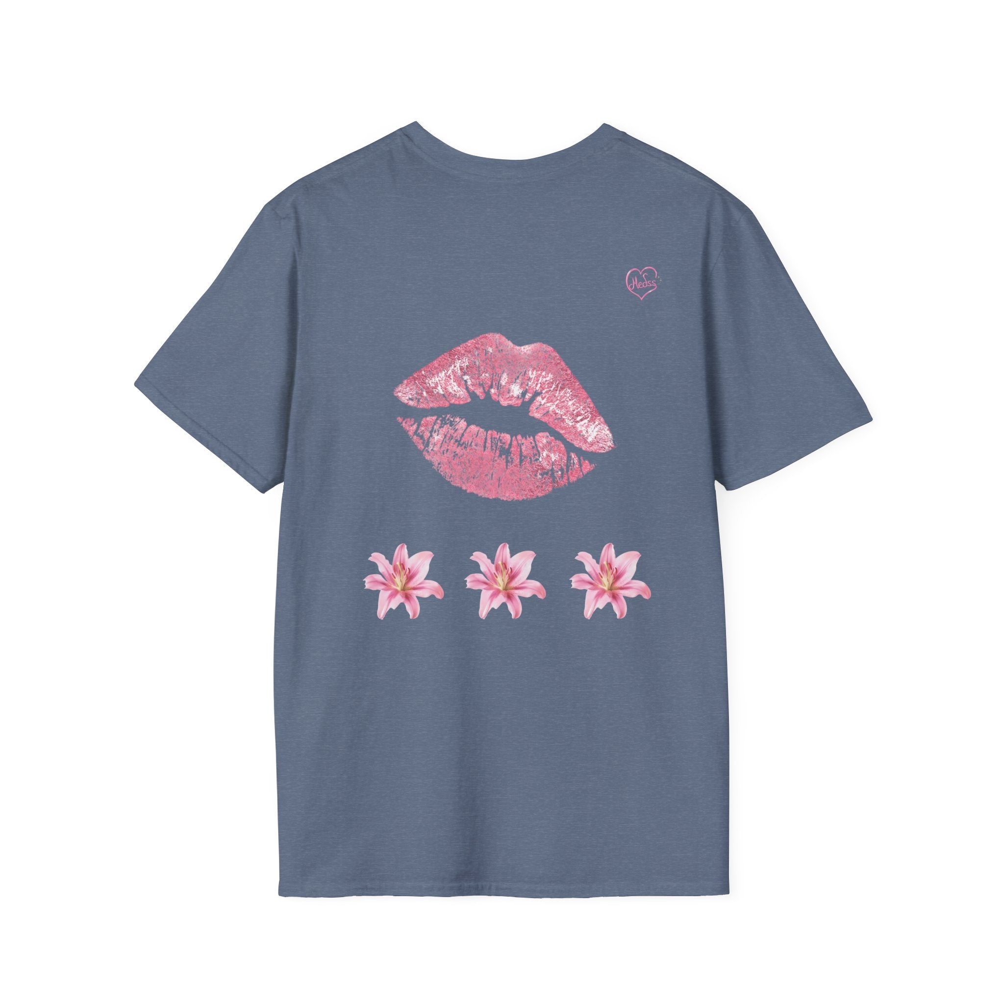 Pink Lily and Lip Print T-Shirt | Floral Kiss Graphic Tee