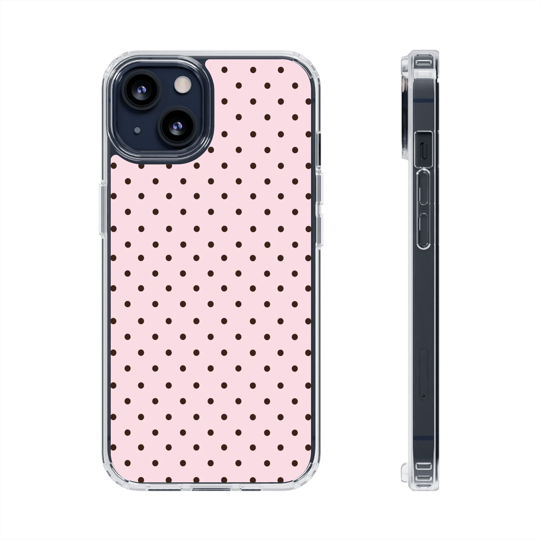 Pink Polka Dot Magnetic Clear Phone Case — Impact-Resistant iPhone Cover