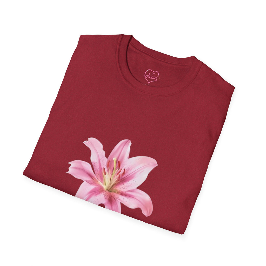 Pink Lily and Lip Print T-Shirt | Floral Kiss Graphic Tee