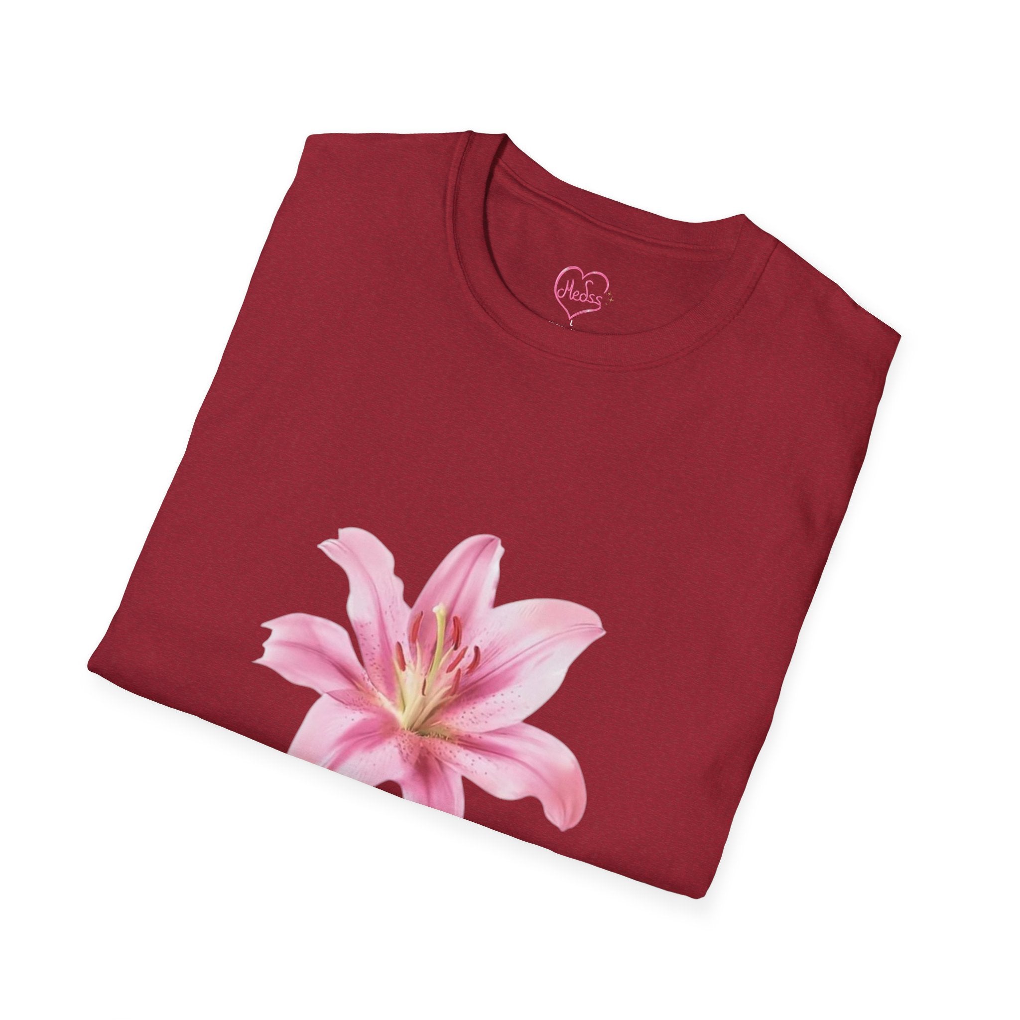 Pink Lily and Lip Print T-Shirt | Floral Kiss Graphic Tee